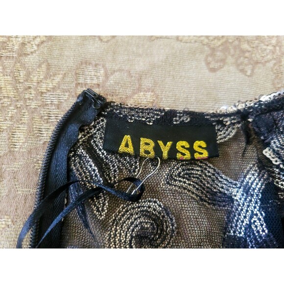 NWT ABYSS by Abby Sequin Dress XS Metallic Paisley Long Sleeve Cocktail Party - Picture 6 of 6